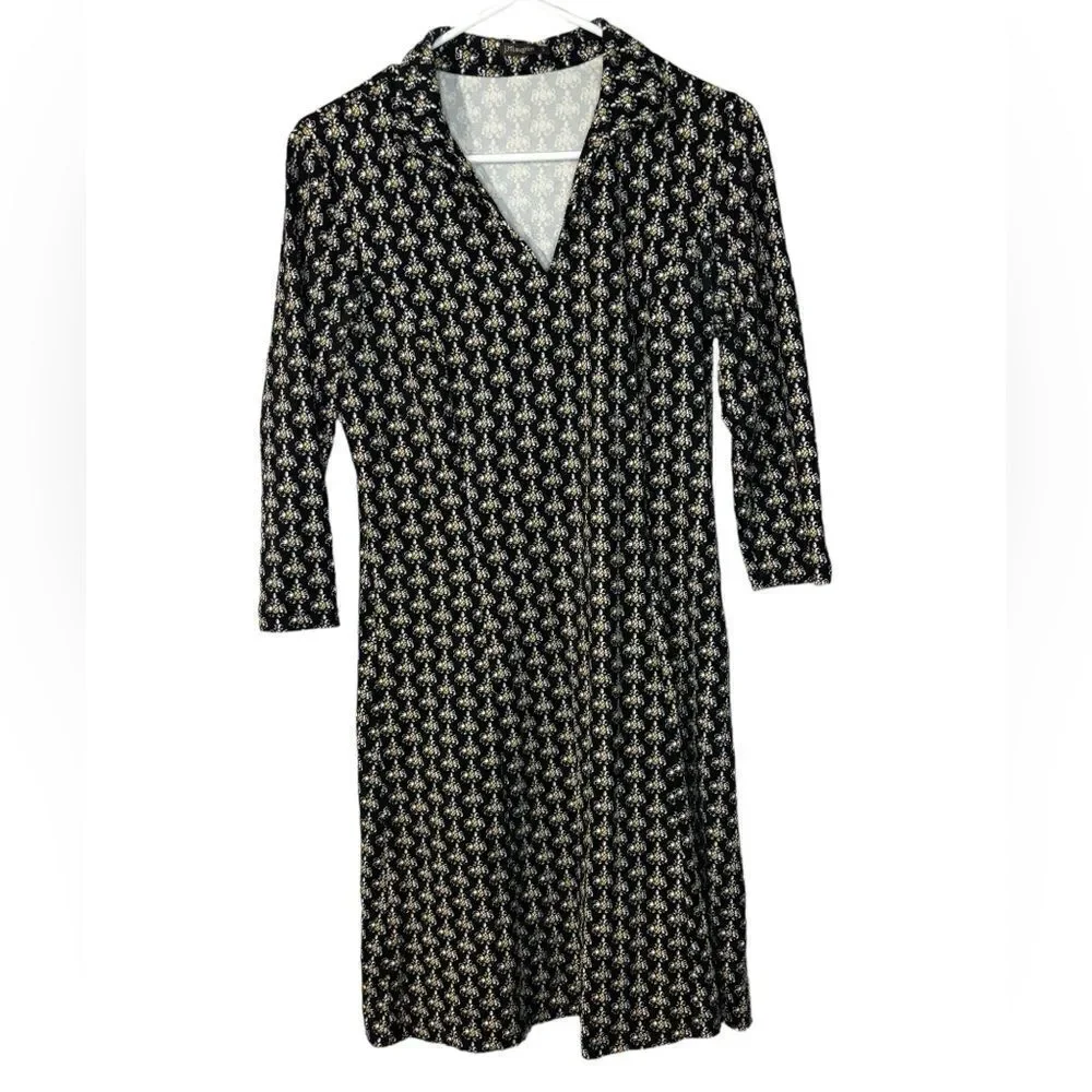 J. McLaughlin Black Yellow Multi-Color Pineapple Damask Dress Size Small S - Picture 1 of 6